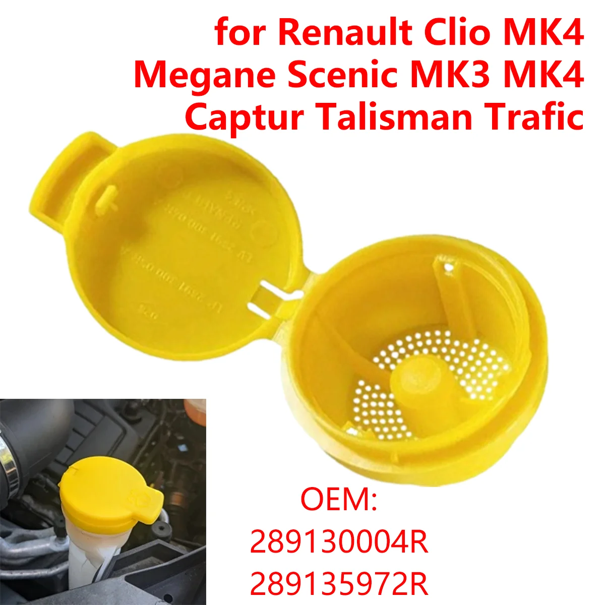 289130004R Car Windshield Washer Fluid Reservoir Tank Cap Lid for Renault Clio MK4 Megane Scenic MK3 MK4 Captur Talisman Trafic