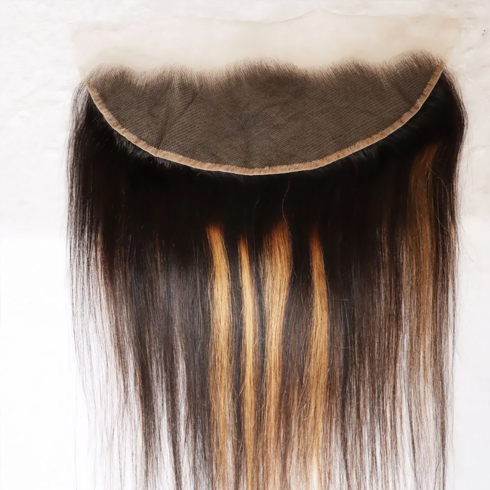 انخفاض الشحن تسليط الضوء على البيانو 1B 27 شقراء 4x4 5x5 13x4 13x6 شفافة قوية الدانتيل إغلاق أمامي الهندي عذراء الشعر مستقيم