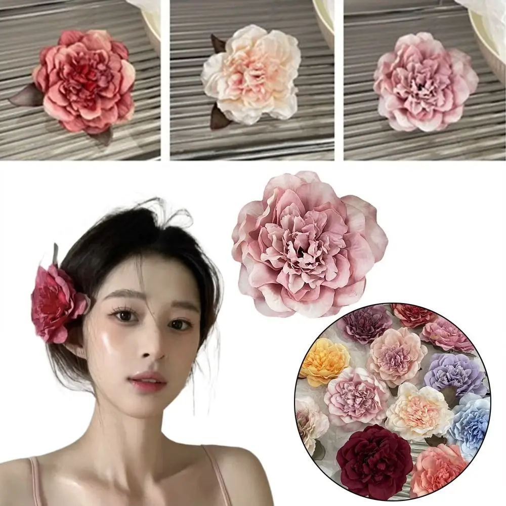 Flower Peony Flower Hair Clip Big Barrettes Hair Accessories Artificial Flower Hairpins Bohemia Side Hairgrips Women