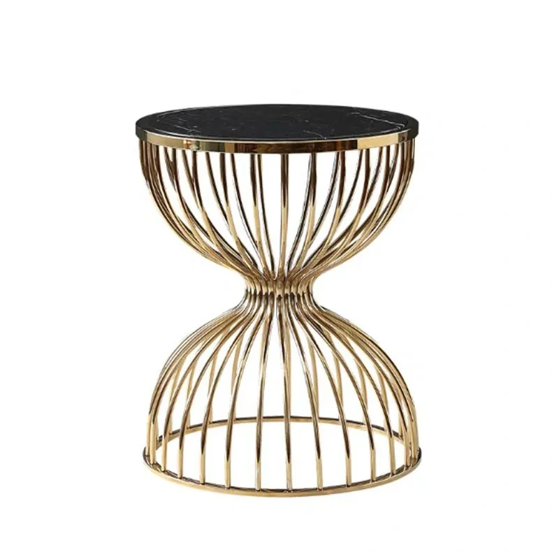 

Creative stainless steel sofa side coffee round corner golden living room furniture one piece hair storage light luxury style
