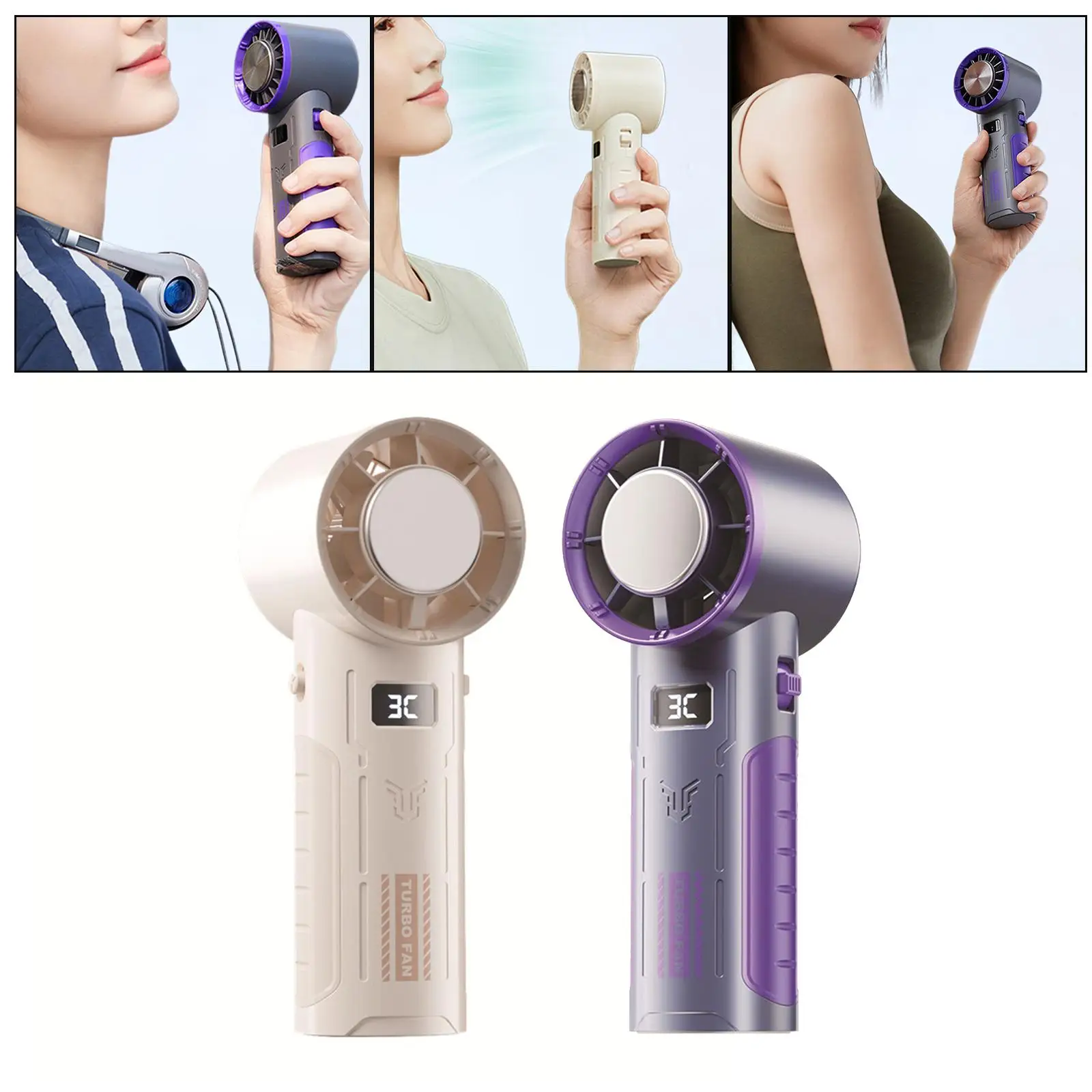 휴대용 선풍기 냉각 아이스 패드 기술 컴팩트 고압 터빈 베인 미니 선풍기, 야외 기숙사 침실 책상 캠핑용