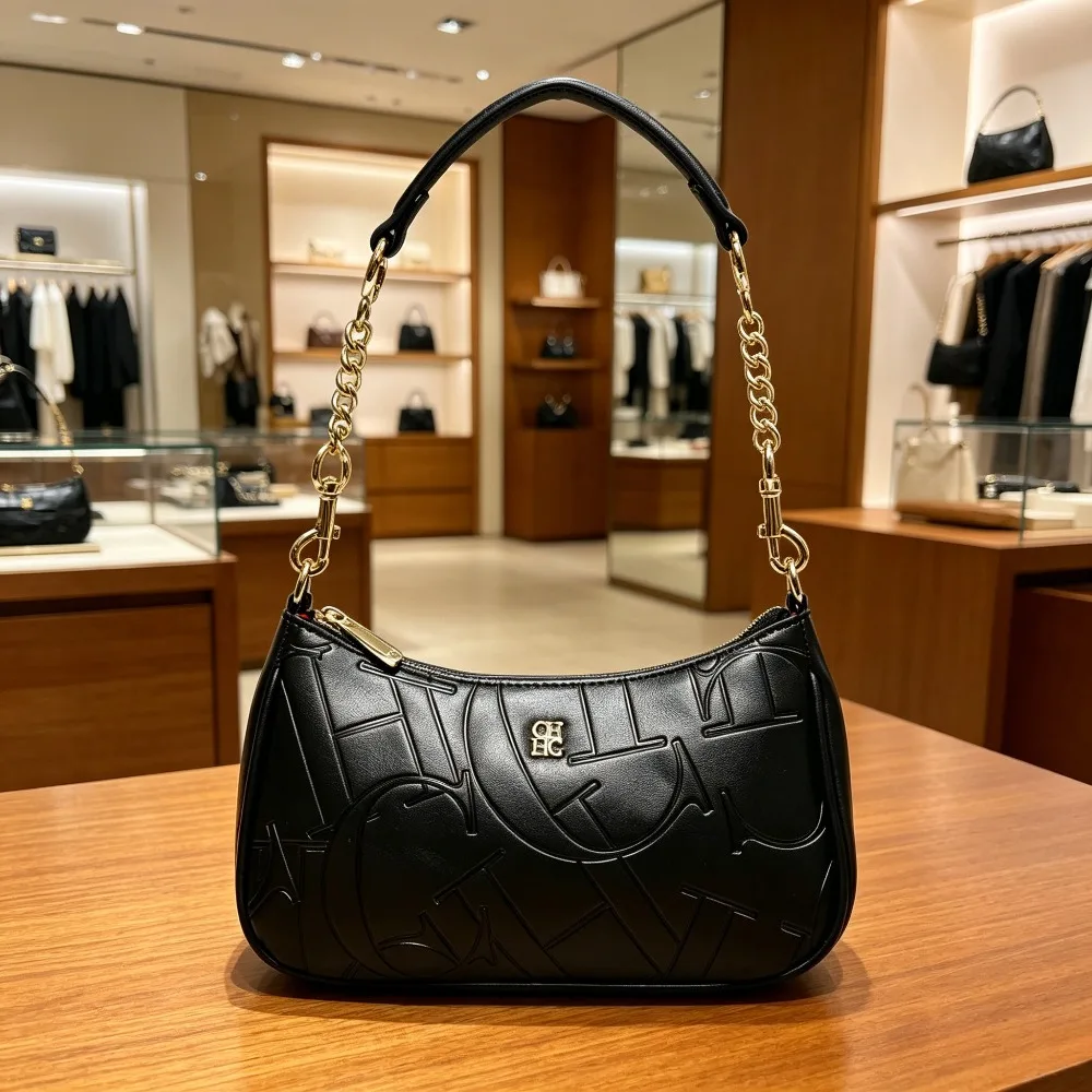 

CHHC 2026 Women's New Embossed Letter Underarm Bag Shoulder Crossbody Bag Fashion Trendy Handbag for Ladies