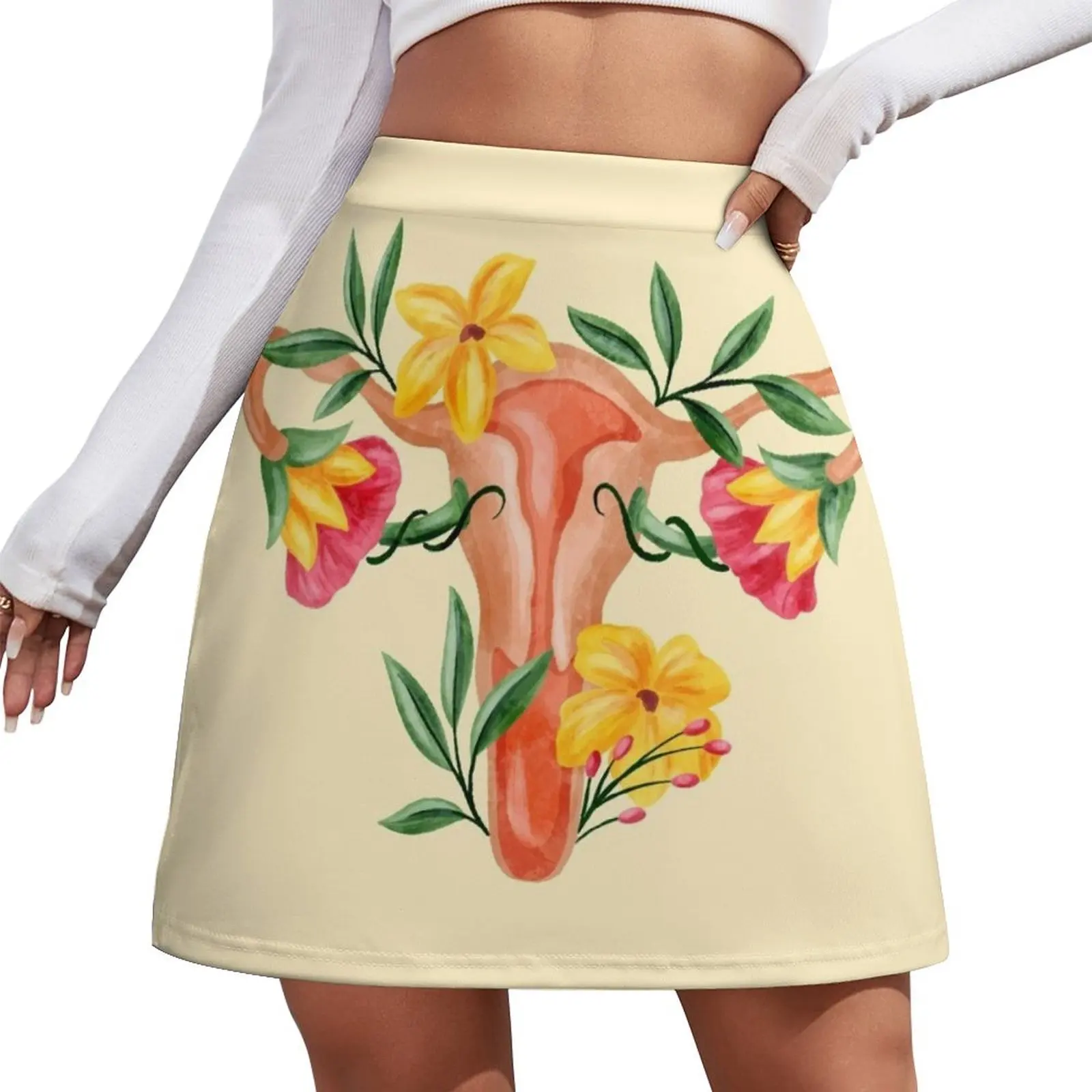 Floral Uterus and Ovaries Woman Reproductive System Mini Skirt dress Summer skirt Kawaii