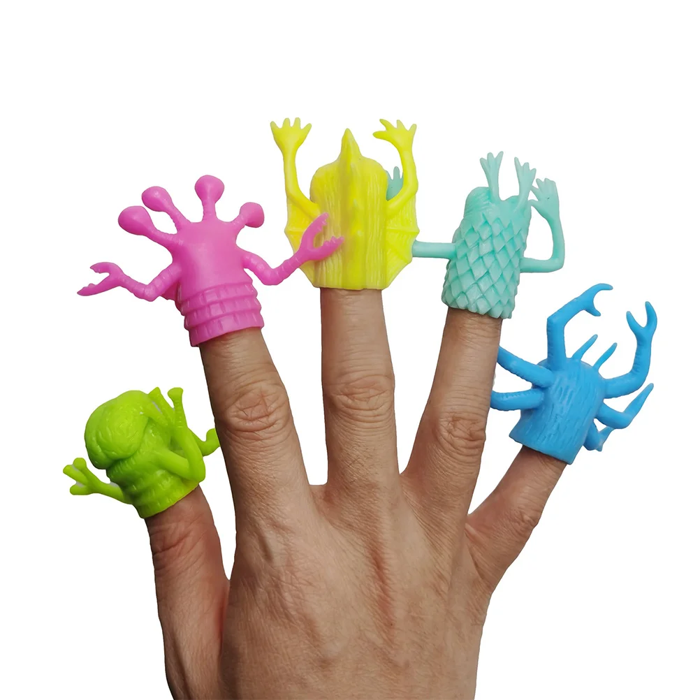 10pcs Monster Finger Puppets Colourful TPR Scary Alien Story Telling Puppets Hand Toys Halloween Educational Toys