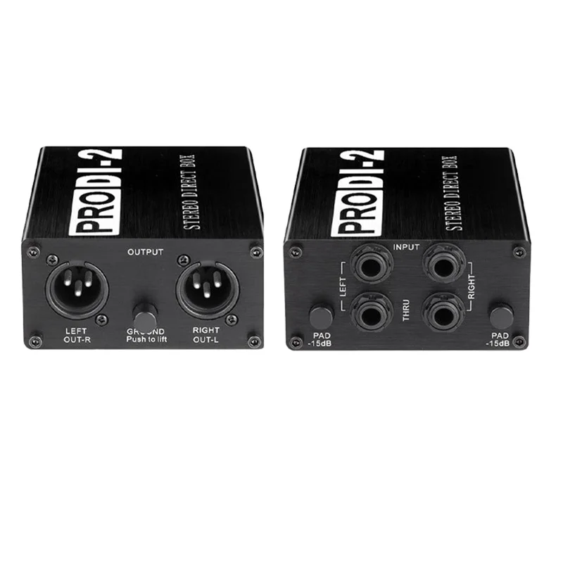 Prodi-2 Passive Stereo Direct Box Audio DI Box Direct Injection Box Low Noise Guitar Bass DI 2 Channel Audio Converter