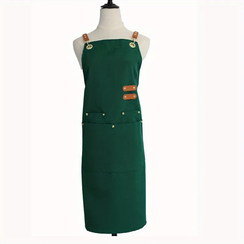 مريلة قماش مقاومة للماء شديدة التحمل للمطبخ والطبخ والخبز والطهاة للجنسين ملابس عمل للبالغين متينة للاستخدام المنزلي والمطعم والمقهى #5