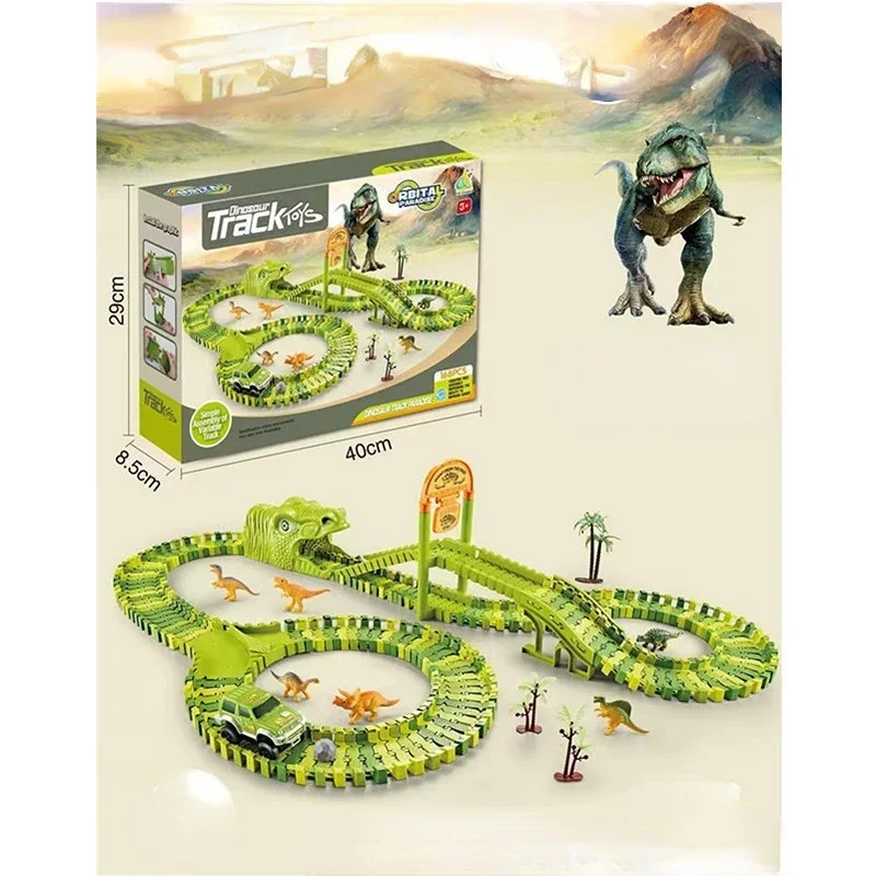 DIY Car Race Magic Rail Track Sets Brain Game Elastyczne zakrzywione tworzenie pojazdów Zabawki Plastikowa kolorowa kolejka na prezenty dla dzieci