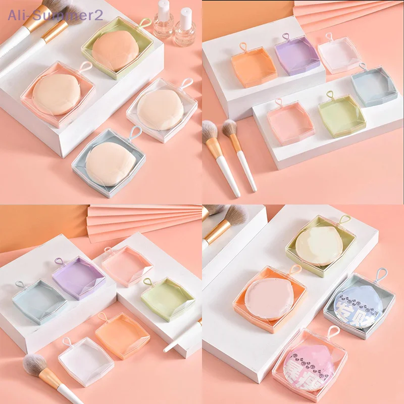 {MX} Scatola portaoggetti in plastica per soffio per trucco da 1/5 pezzi con coperchio trasparente Contenitore per spugna in polvere appendibile Borse cosmetiche portatili