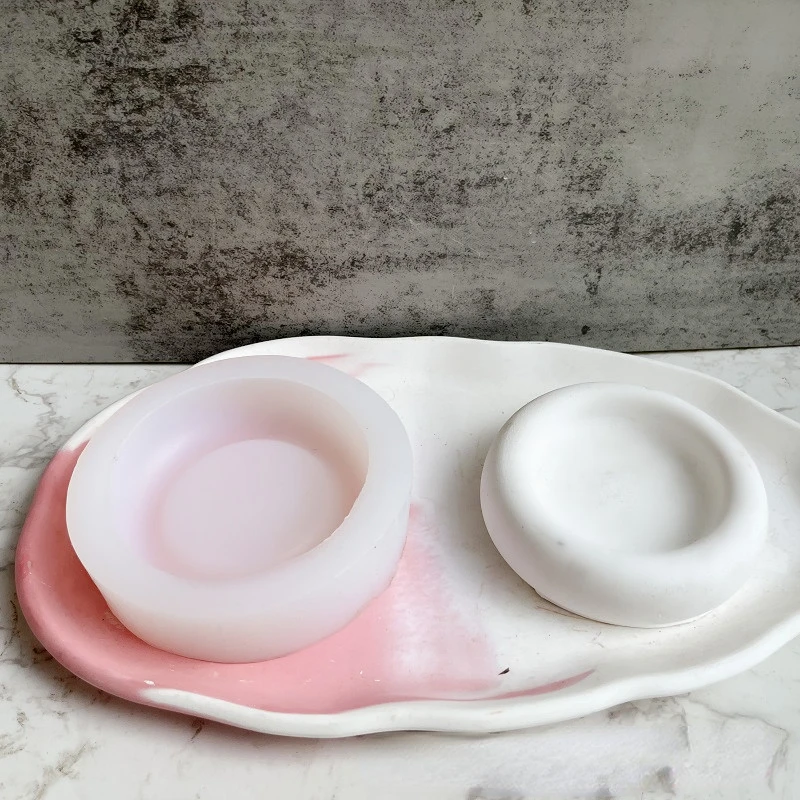 Round Tray Silicone Mould Storage Coaster Candle Holder Gypsum Clay Mould Jewelry Storage Box Handmade Molds Home Decor New