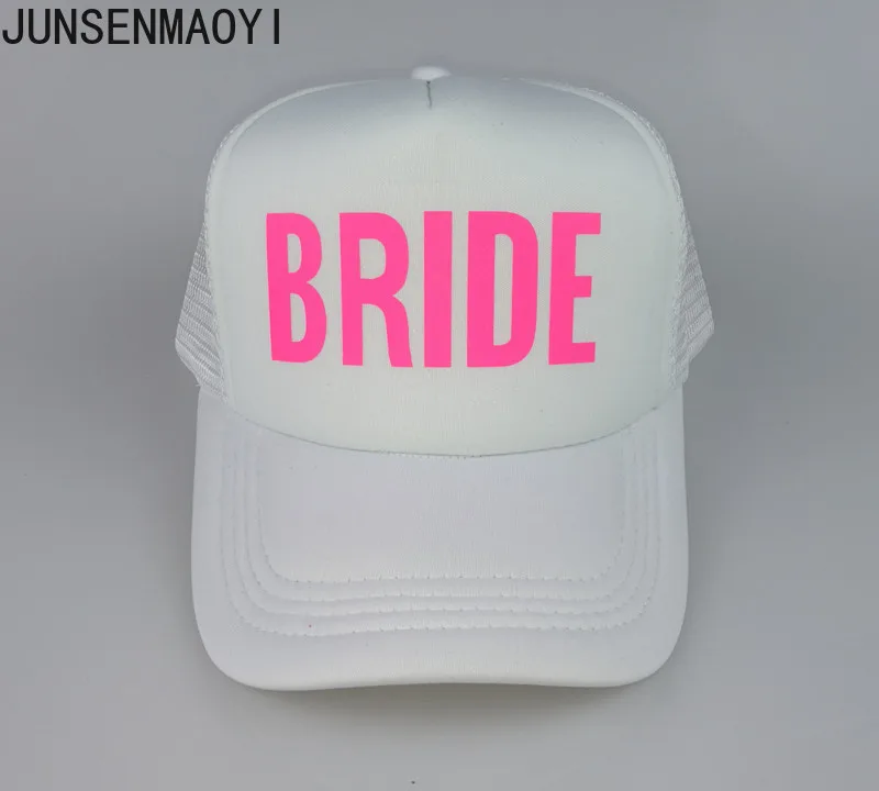 New Neon pink BRIDE TEAM BRIDE Adult Mesh Trucker Hat Cap Design Snapback Bachelorette Party Weekend Beach hats Adjustable Caps