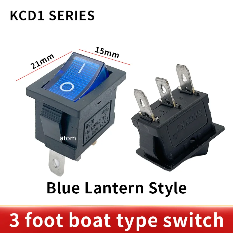 KCD1 Button On-Off 3Pin 2pin DPST Boat Car Rocker Switch 6A/10A 250V/125VAC Button switch protective sleeve