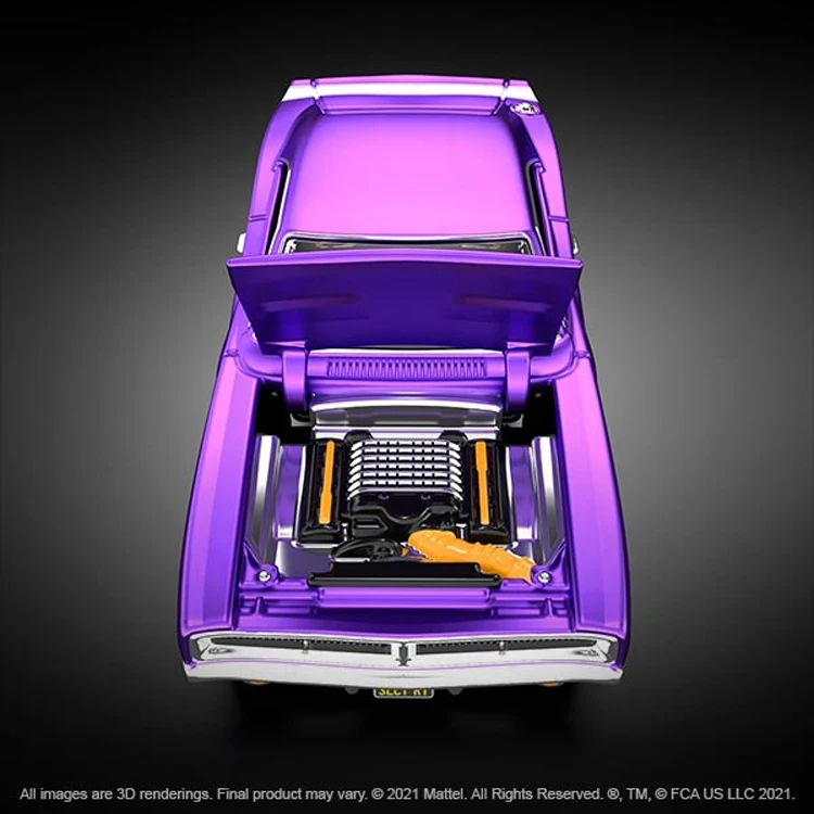 Hot Wheels RLC 69 Dodge Charger Member voting car electroplated purple open cover 1/64 alloy simulation car model