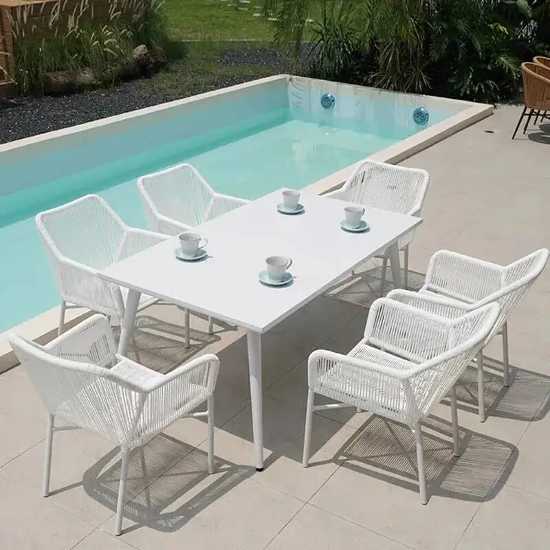 

Make Rattan Courtyard Up Outdoor Nordic Tables Luxury White Outdoor Tables Minimalist Modern Jardin Mobiliario Home Furniture