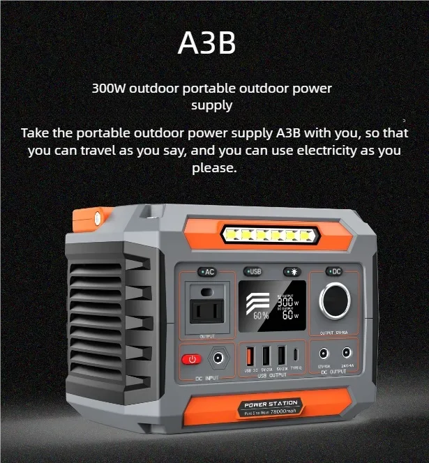 Mini Outdoor Portable Power Supply 300W Mobile Power Station 78000mAh With 240V 110V AC USB Wireless Charging