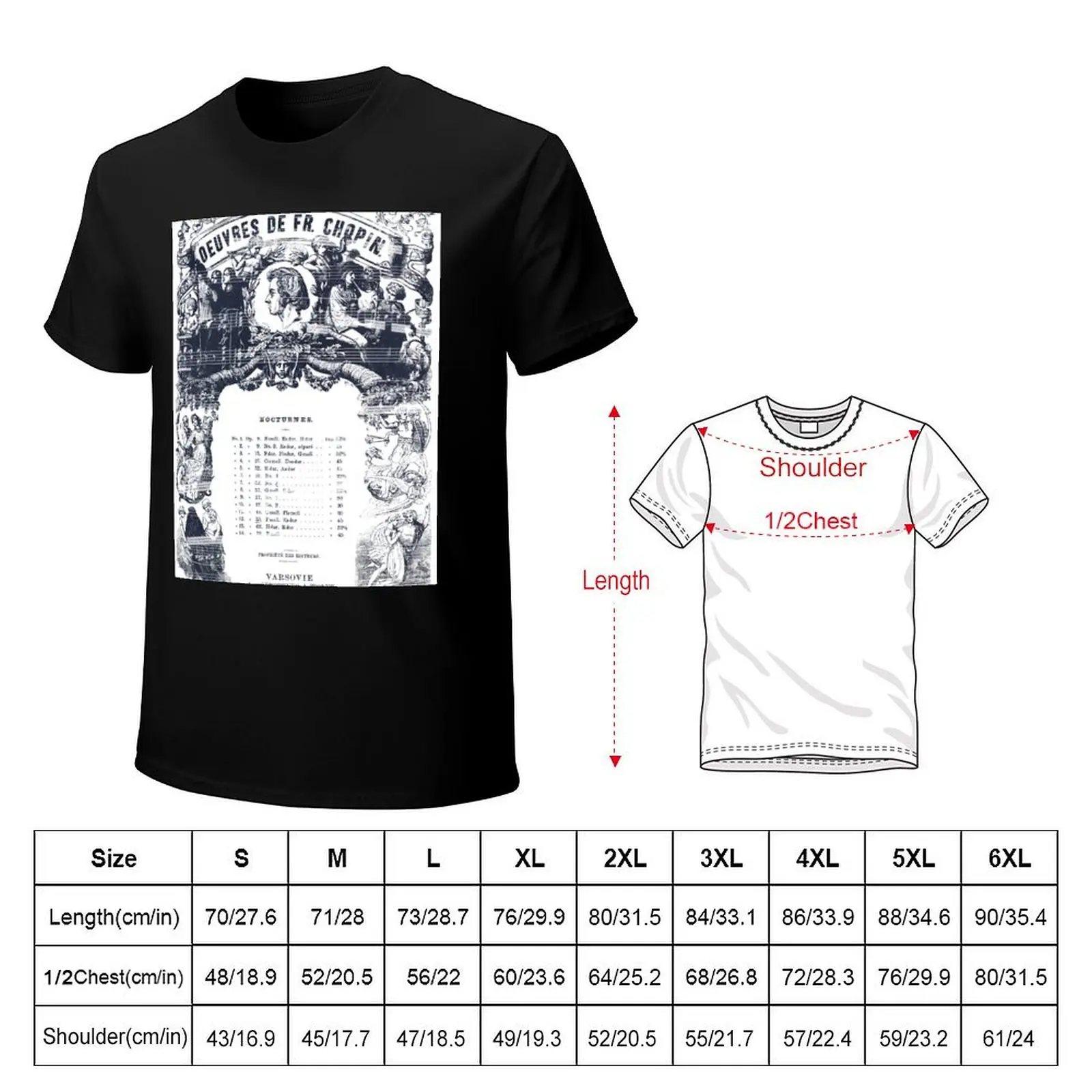Frederick Chopin Nocturne art T-Shirt printed t shirts for man T-Shirt