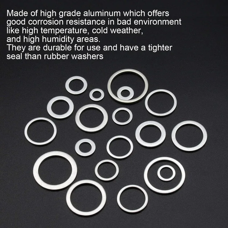 200/280/360/450/540pcs M6 M8 M10 M12 M14 M16 M18 M20 M22 M24 Washer Oil Drain Plug Gaskets Aluminum Flat Washer Combination Kit