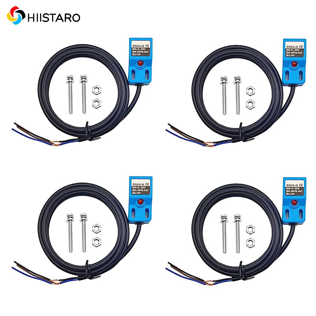 4Pcs Blue Inductive Distance Sensor SN04-N Normally Open Detection Method Switch NPN NO