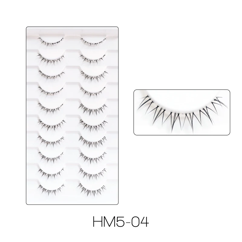 VIPUDA Untere Wimpern 5/10 Paar Natürliche Koreanische Augen Manga Untere Wimpern Cluster Klar Band Wispy Bottom Wimpern Cosplay Make-Up – Detail 8