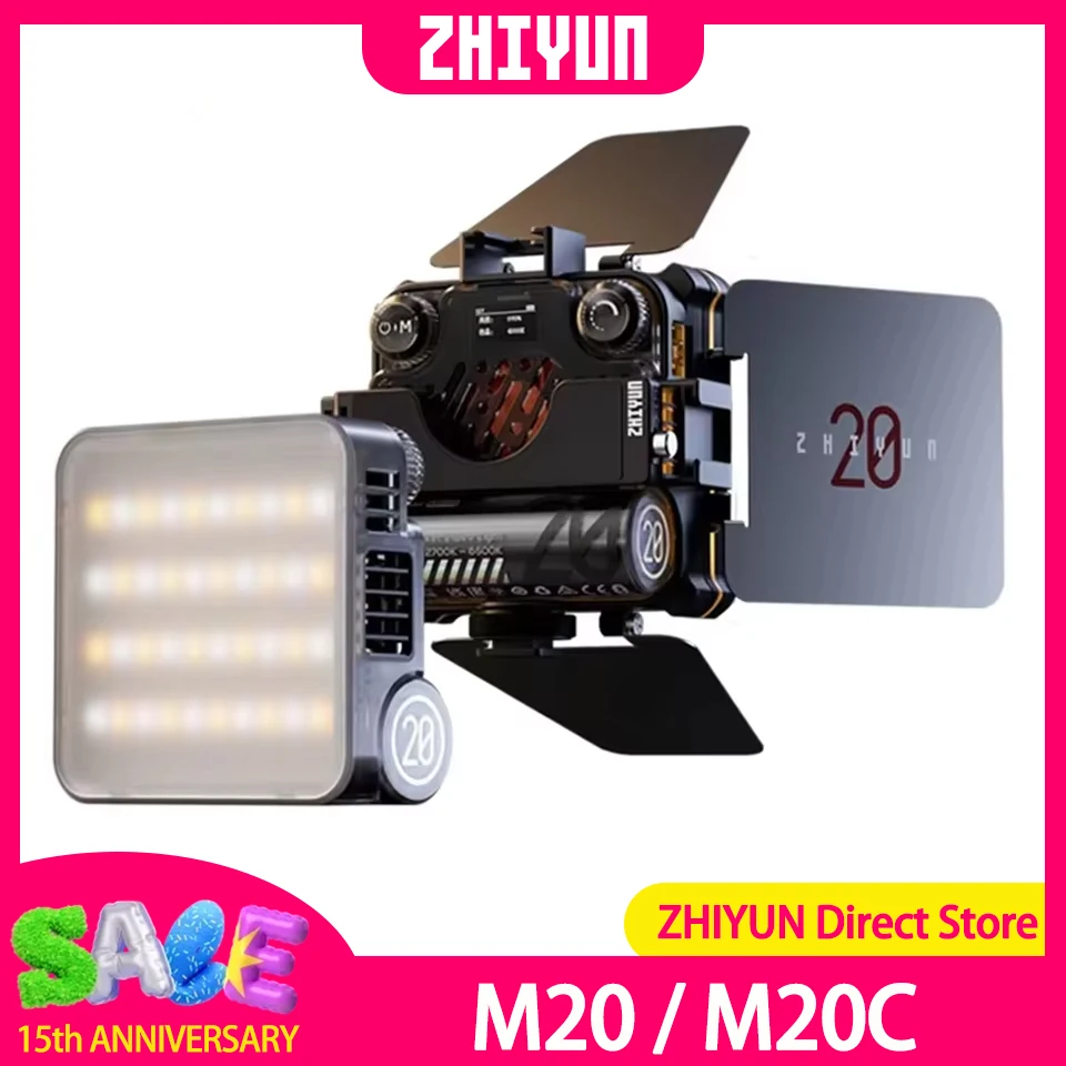 ZHIYUN FIVERAY M20 M20C 20W Powerful Pocket Video Light Photography Lighting Fill Light for Outdoor Studio Vlog Live Camera