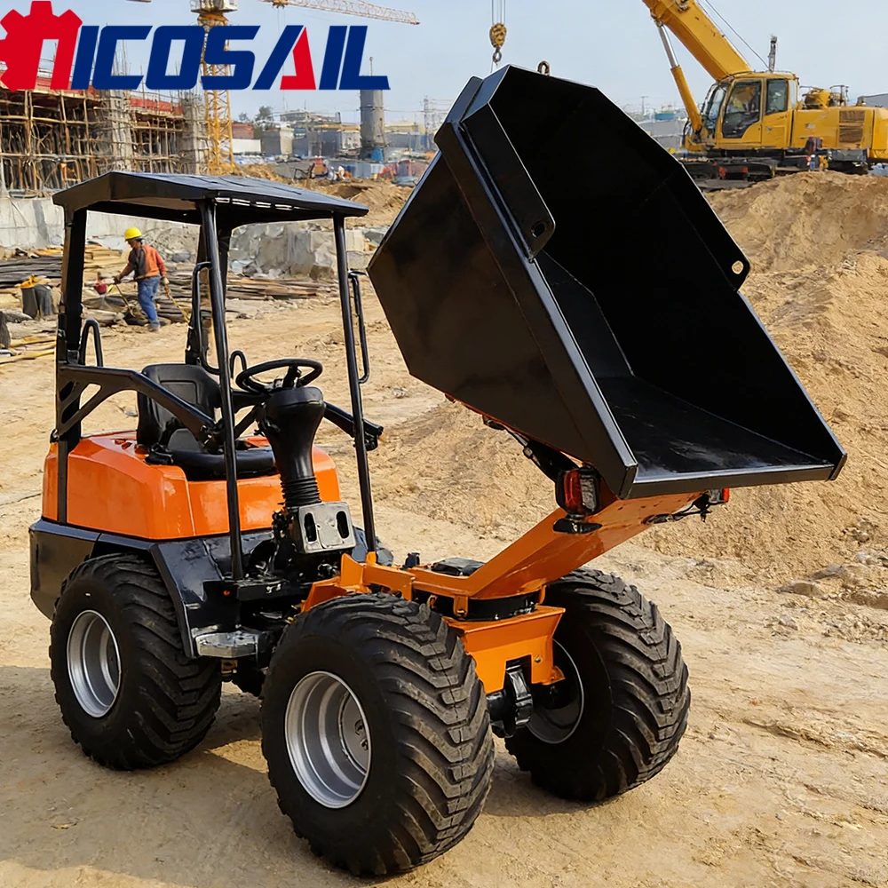 

Nicosail Compact Hydraulic Dumper 12 km/h Speed for Garden Landscaping Material Handling