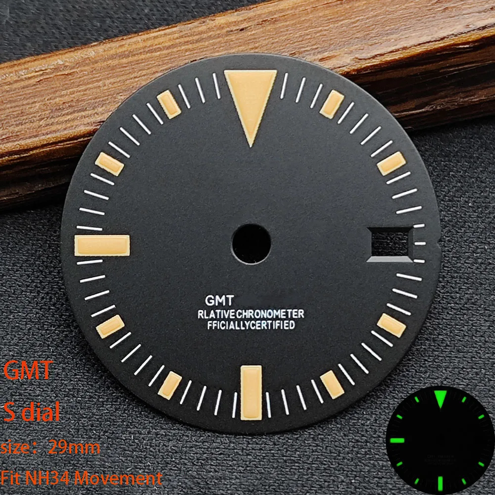 29.0mm NH34 dial S dial green luminous suitable for NH34 movements watch accessories repair tool