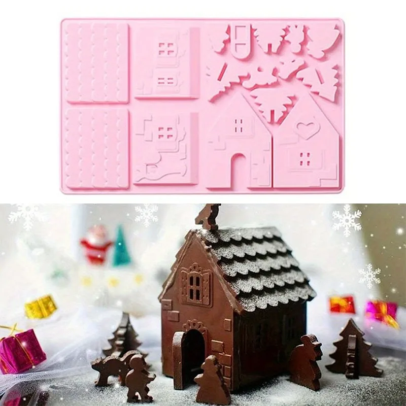 

Christmas Gingerbread House Silicone Baking Mold for DIY Cake Decorations Party Craft Tool with Reusable Design for Festive