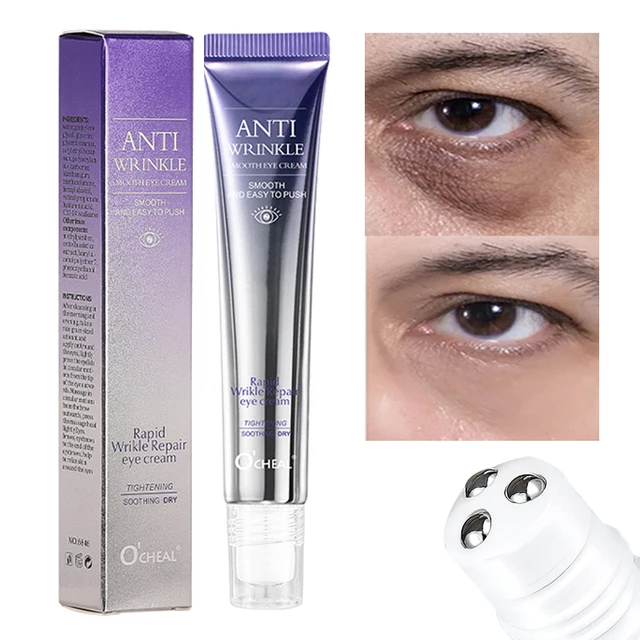 O'CHEAL Anti Wrinkle Anti Dark Circle Eye Cream Roller Massager Nawilżające worki pod oczami Przeciwstarzeniowa pielęgnacja skóry oczu z kwasem hialuronowym