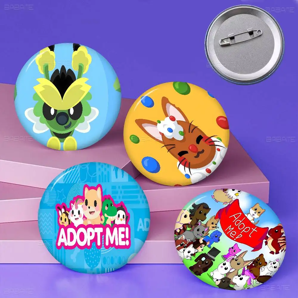 Game A-Adopt M-Me Creative Pins Funny Round Snap-in Brooch Badge Backpack Hat Accessories Jewelry Gifts for Friend