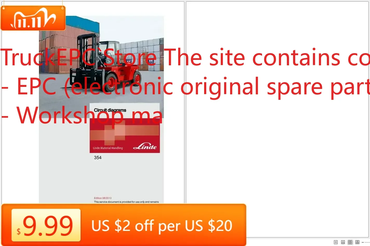 

Вилочный погрузчик TruckEPC TruckEPC Linde 17,9 ГБ PDF-магазин Руководства по эксплуатации и диаграммы EN