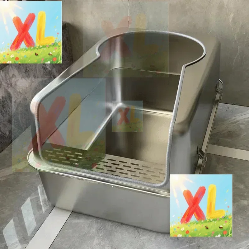 

Super large stainless steel cat toilet Giant Maine cat toilet Splash-proof cat litter box Bantam kittens are all open