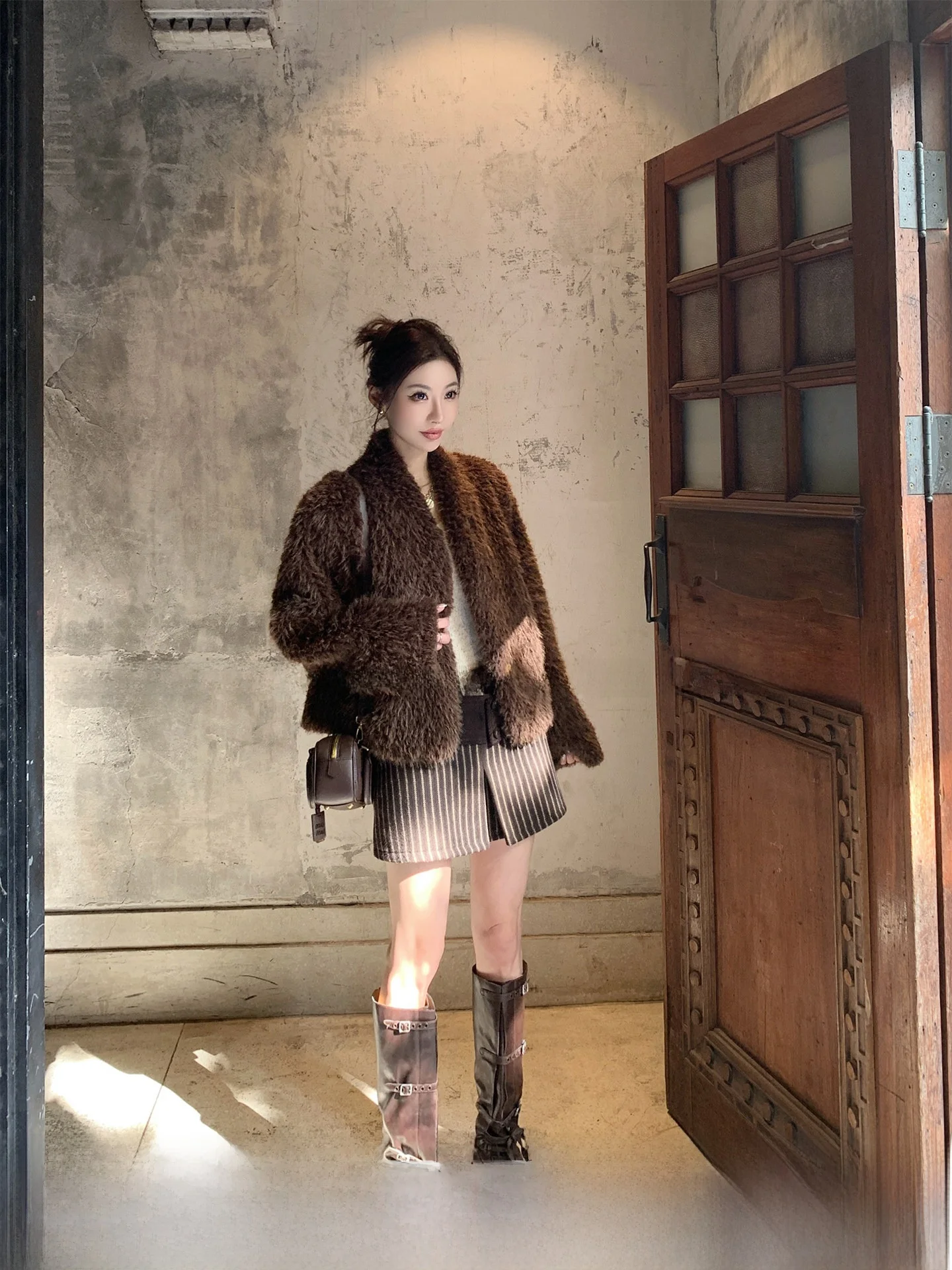 

Женский модный кардиган Gv Big Brother Brownie Winter Warm без пуговиц, утепленный, приталенный, с воротником-стойкой