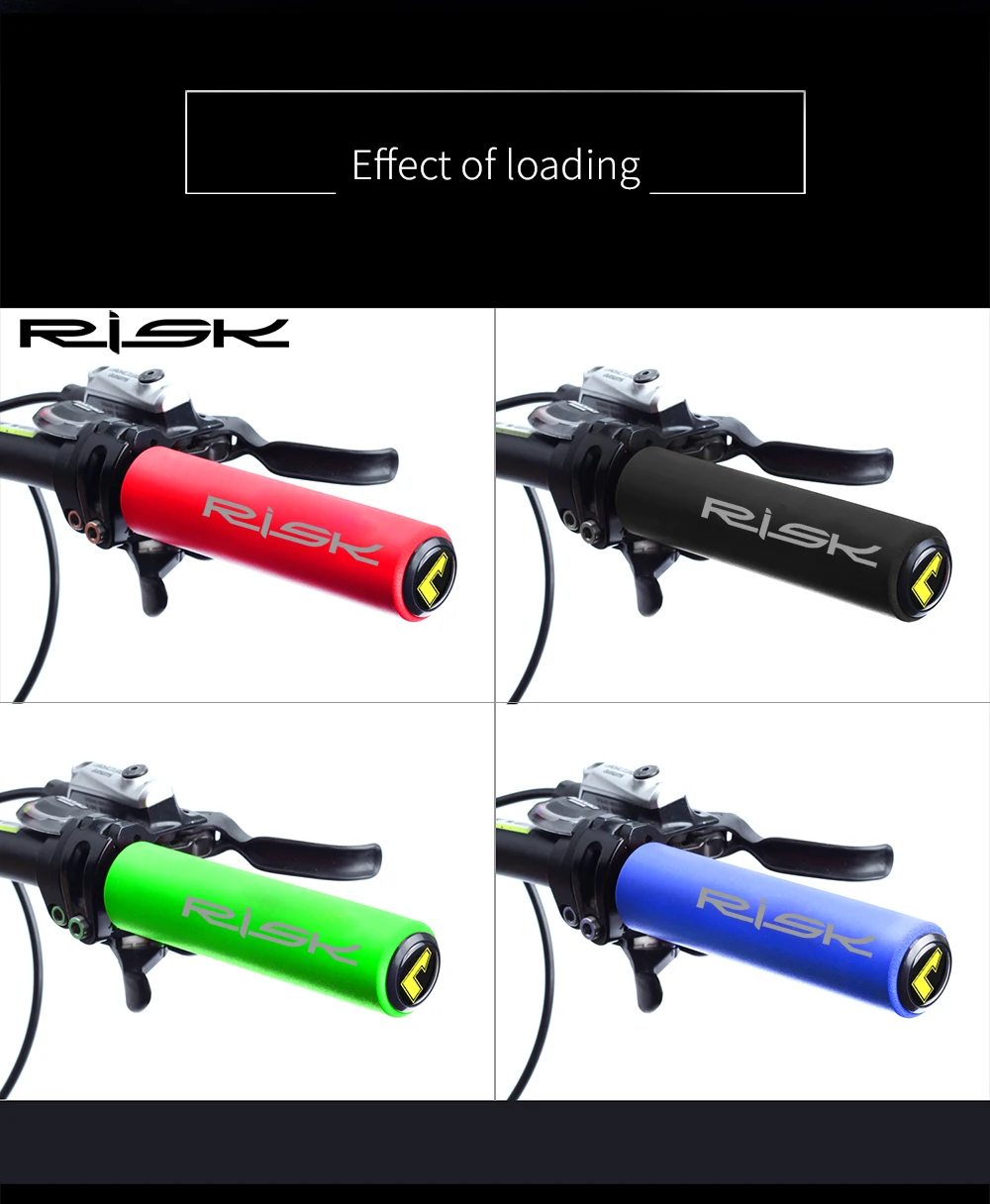 RISK Bicycle Handlebar Grip Soft Silicone Mountain Bike Grip Lightweight MTB Grips Dust-proof Bike Handle with Bar End Plug