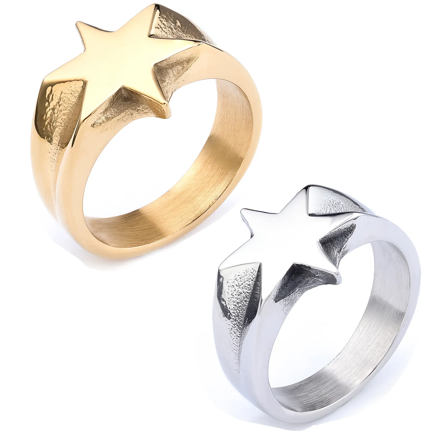 Heißer Verkauf Persönlichkeit Trend Ring Sechspunkt Stern Ring Edelstahl Titan Stahl Qualität Herrenmode Einfache Geburtstag Geschenk