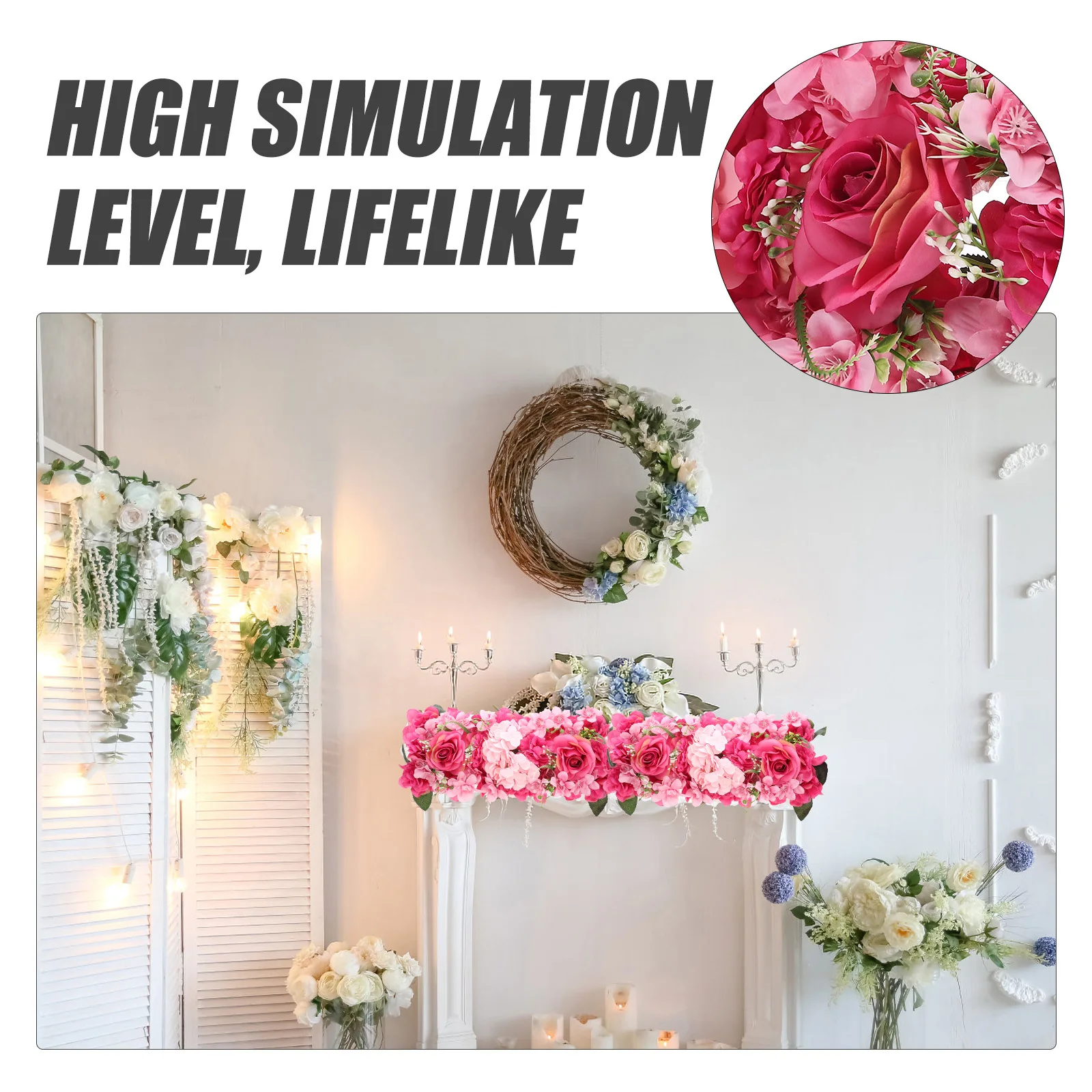 

Simulation Flower Wall Panel Artificial Roses for Wedding Centerpiece Flower Decoration Event Hanging Decor Bridal Shower