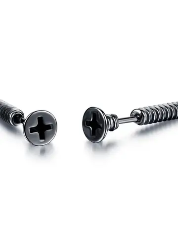 Rock Punk Style Stainless Steel  Screw Stud Earring For Unisex Personality 316L Steel Jewelry 2 Colors