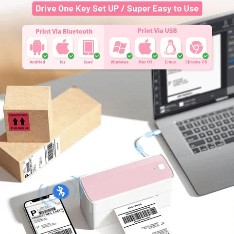 Phomemo 241Bt Portable Wireless Thermal Shipping Label Printer 4x6 BT Portable Desktop Shipping Printers For Small Business