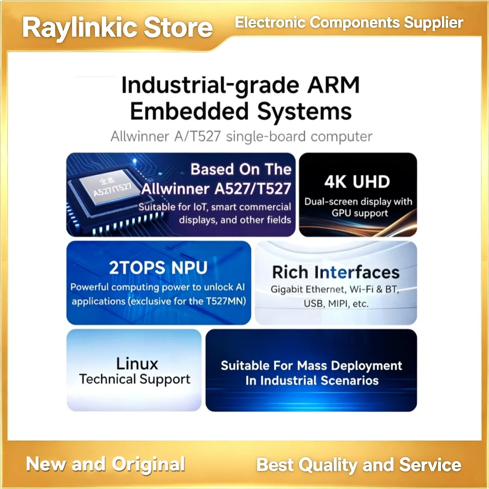 EBYTE ECB32-PBT4-N ECB32-PBTN4E32-N Allwinner T527/A527 SingleBoard Computer 2GB/4GB LPDDR4 ARM Cortex-A55 LinuxGigabitEthernet
