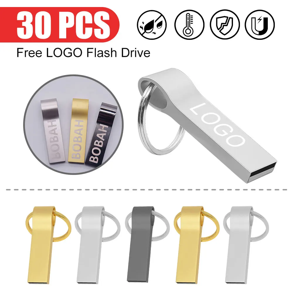 30pcs/Wholesale USB Flash Drive 64GB Thumb Drives Key Memory Stick 4GB Waterproof Pendrive for Storage Backup Free Logo U Disk