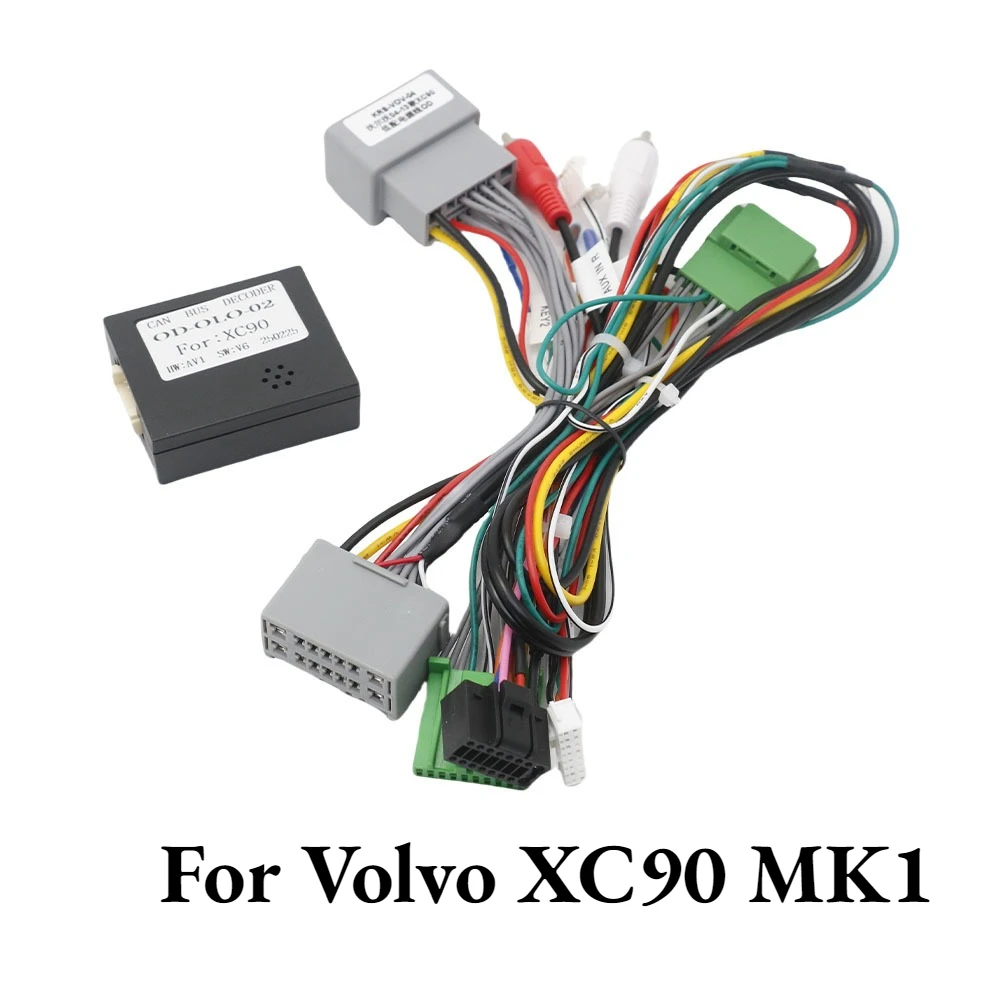 16 Pin to 14Pin Radio Wiring Harness CANBus Decoder for Volvo XC90 MK1, Android Stereo Adapter with RCA Input