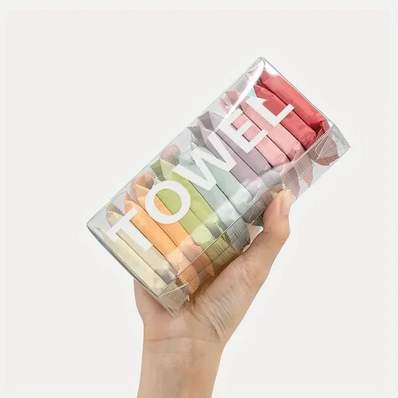 14pcs Disposable Portable Travel Towels Thickened Compressed Face Cleansing Beauty Square Washcloths for On-the-Go Hygiene