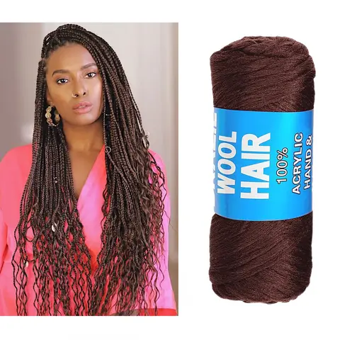 Filato acrilico per capelli di lana brasiliana al 100% per trecce africane/Twist senegalese/Faux Locs/Wraps con uncinetto Capelli in fibra sintetica