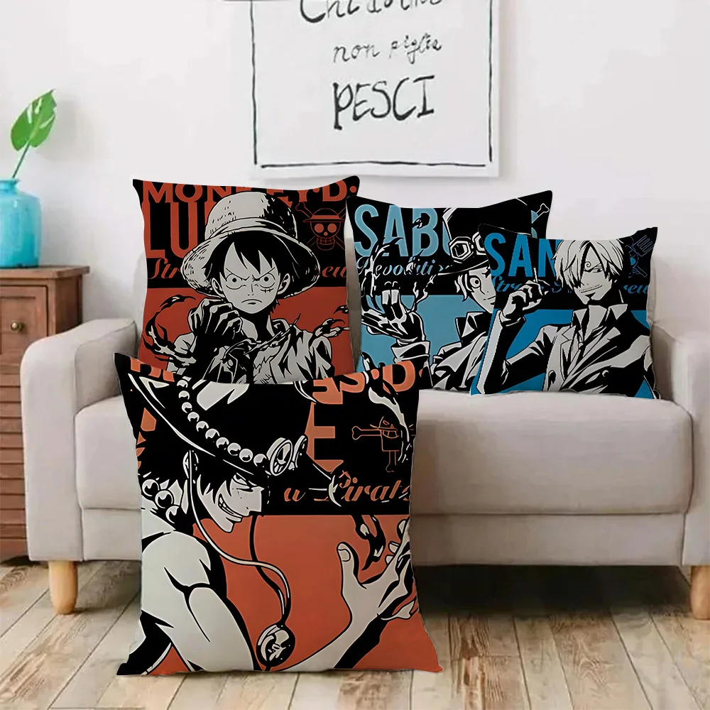 Anime ONE PIECEs L-Luffy Solons  Pillow Covers Cartoon Sofa Decorative Home Double-sided Printing Short Plush Cute Cushion Cover