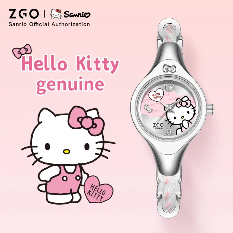 ZGO X Sanrio Hello Kitty Women's Fashion Watch Quartz Watches Waterproof Scratch Resistant Light Luxury Strap Girls' Gift 2192