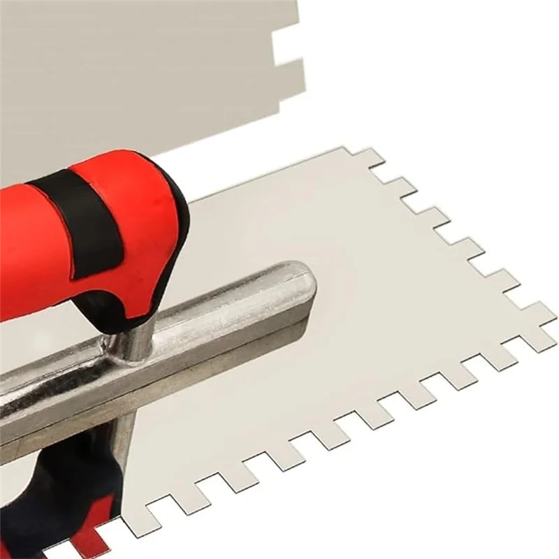 

A74E-Flat Finishing Trowel,Stainless Steel, 1/2" Square Notched Trowel For Cement, Masonry Tile Installation Work