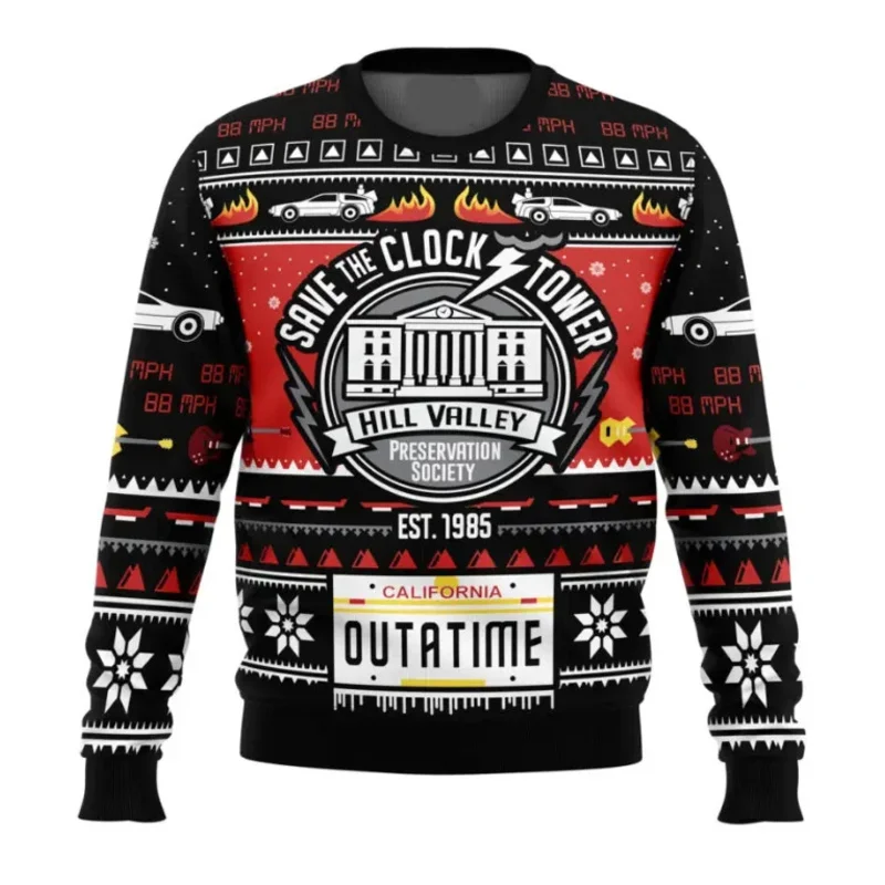 

Back To The Future Ugly Christmas Sweater Cartoon Anime Women Men Pullover Tops 2025 New Fashion Couple Hoodie Sweatshirt S-3XL