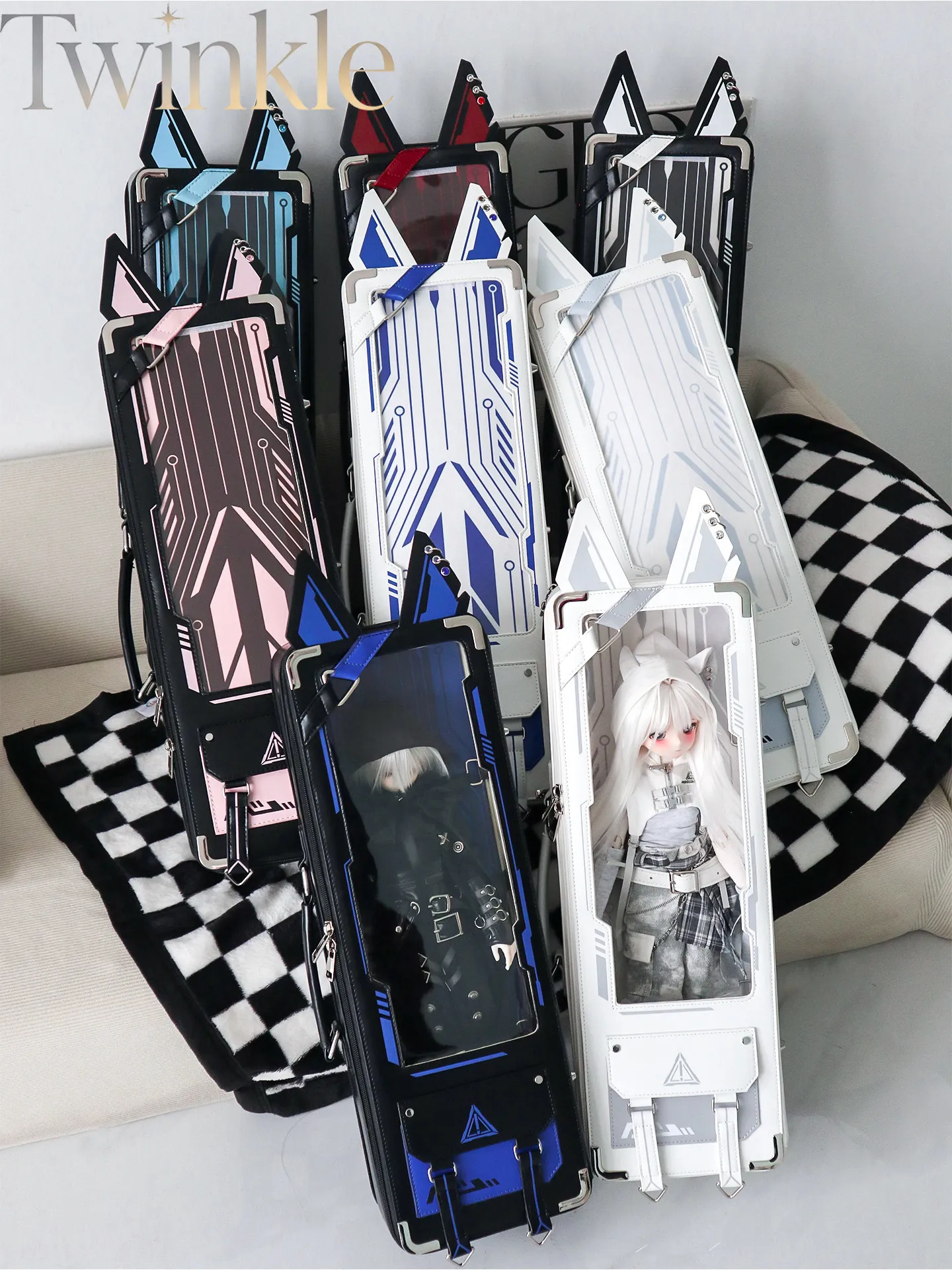 BJD Doll Bag Backpack Crossbody Shoulder Bag for 1/4 BJD MSD Dolls Mechanical Etched Style Functional Design