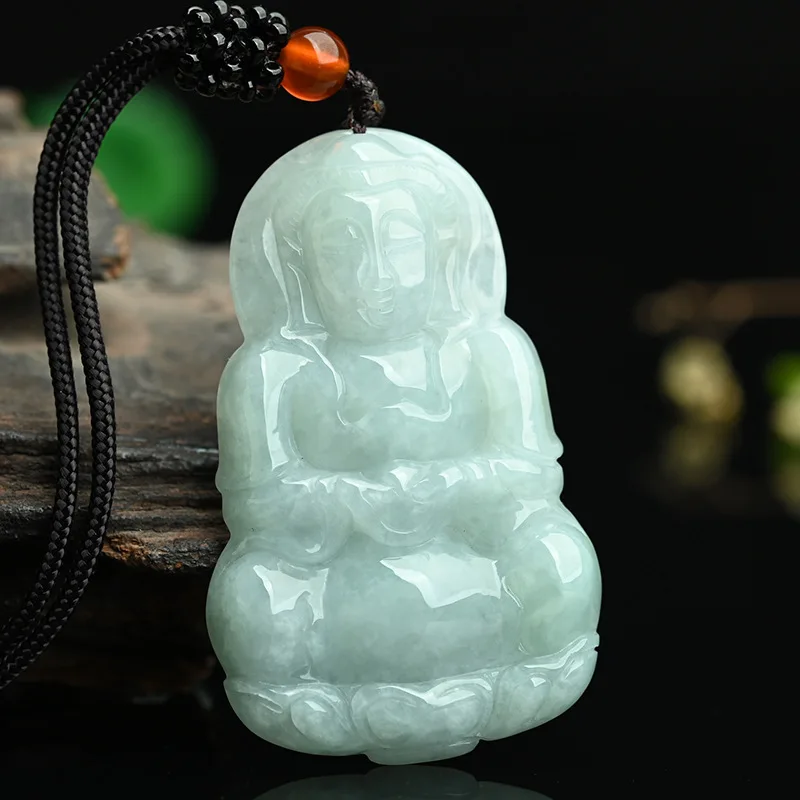 

Myanmar A-Grade Jadeite Pendant Men, Guanyin Bodhisattva