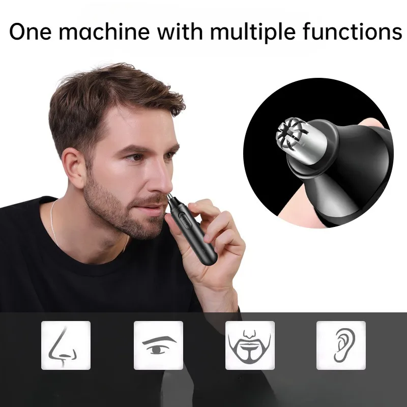 Electric Nose Hair Trimmer Shaving Nose Hair Electric Eyebrow Knife Battery Automatic Shaver Eyebrow Ear Hair Eyebrow Universal