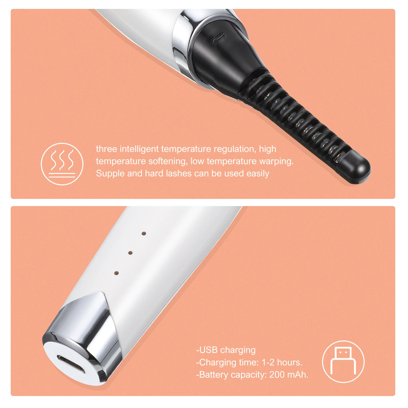 

1Set Eyelash Curler Heated Electric Portable Lash Curler Safe Makeup Tool Long-Lasting Curling Effect