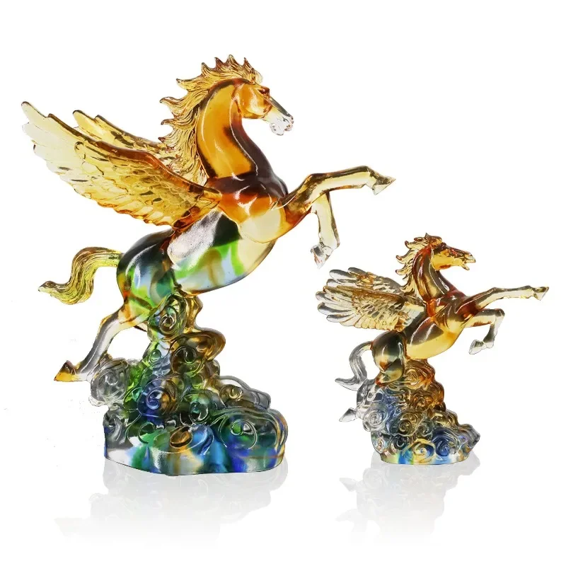 

Chinese-style glazed pegasus ornament, home furnishing, living room, office, successful creative opening craft gifts